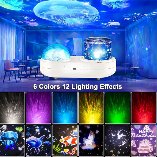 Ocean Light Projector for Bedroom Led Star Galaxy Sky Wave Color Rotating Underwater Wall Projection 3D Lamp Stereo Kids Gifts