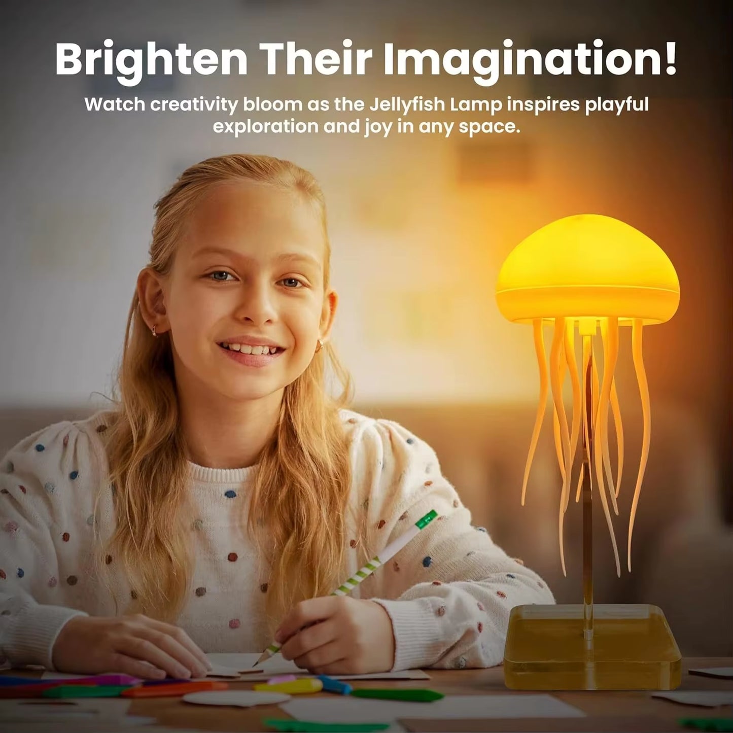 Cartoon Dancing Jellyfish Night Light RGB Gradient Cute Jellyfish Bedside Lamp Voice Control Bedroom Reading Desk Lamp