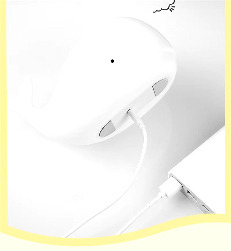 Soft Silicone Cartoon Whale Night Light for Children Room Decor USB Rechargeable Kids Bedroom Sleep Lamp Dropshipping