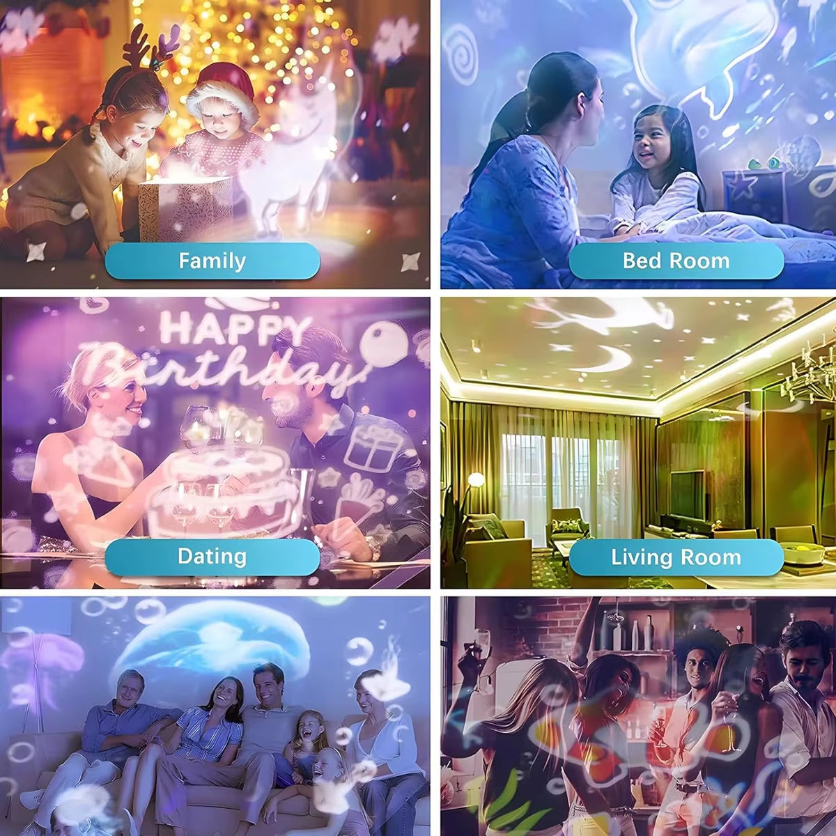 Ocean Light Projector for Bedroom Led Star Galaxy Sky Wave Color Rotating Underwater Wall Projection 3D Lamp Stereo Kids Gifts