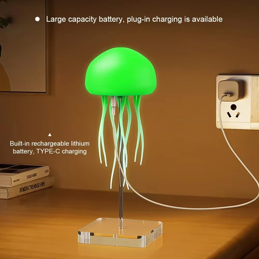 Cartoon Dancing Jellyfish Night Light RGB Gradient Cute Jellyfish Bedside Lamp Voice Control Bedroom Reading Desk Lamp