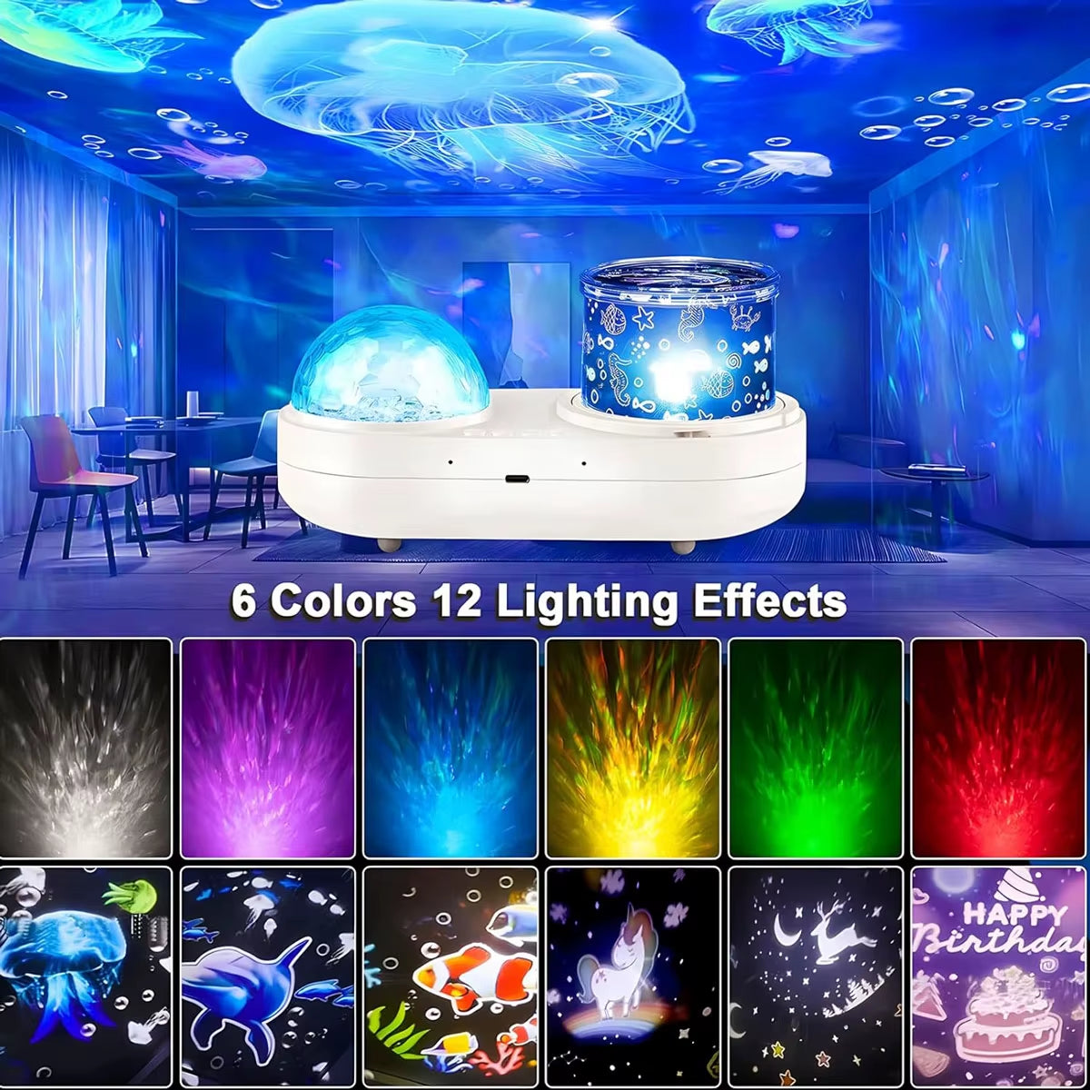 Ocean Light Projector for Bedroom Led Star Galaxy Sky Wave Color Rotating Underwater Wall Projection 3D Lamp Stereo Kids Gifts