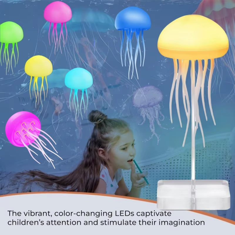 Cartoon Dancing Jellyfish Night Light RGB Gradient Cute Jellyfish Bedside Lamp Voice Control Bedroom Reading Desk Lamp