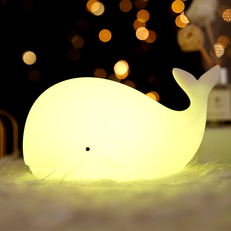 Soft Silicone Cartoon Whale Night Light for Children Room Decor USB Rechargeable Kids Bedroom Sleep Lamp Dropshipping