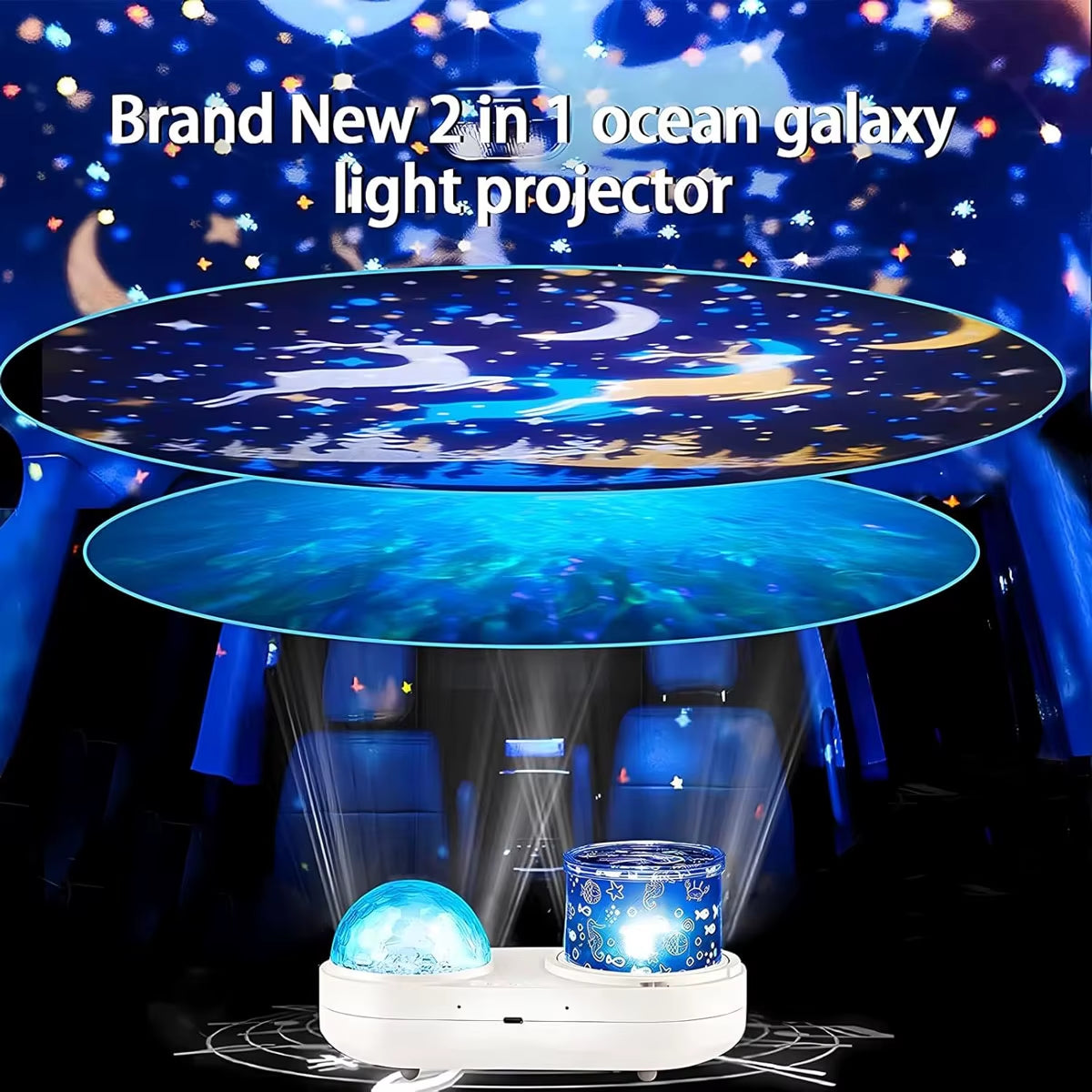 Ocean Light Projector for Bedroom Led Star Galaxy Sky Wave Color Rotating Underwater Wall Projection 3D Lamp Stereo Kids Gifts